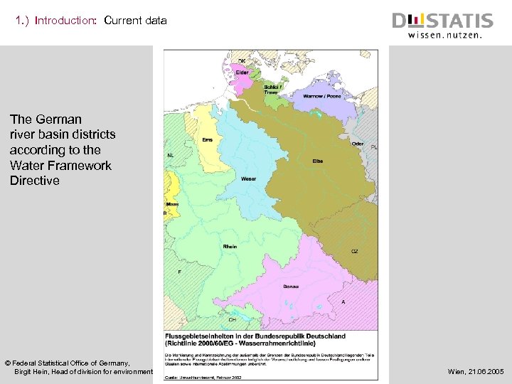 1. ) Introduction: Current data The German river basin districts according to the Water