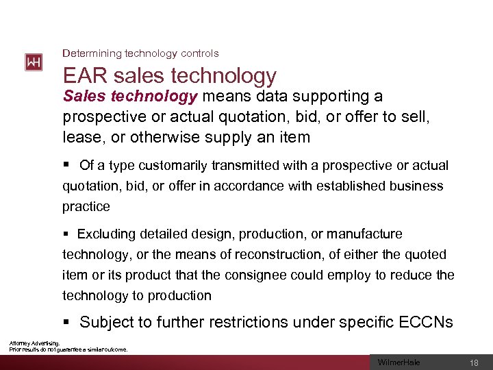 Determining technology controls EAR sales technology Sales technology means data supporting a prospective or