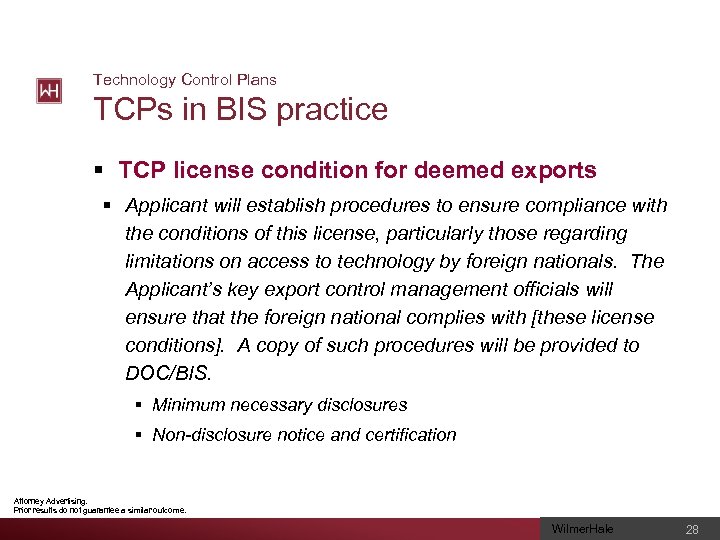 Technology Control Plans TCPs in BIS practice § TCP license condition for deemed exports