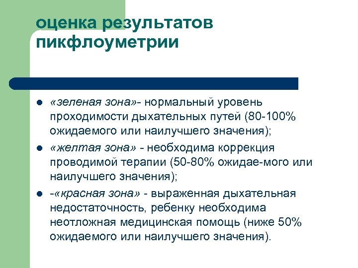 Результаты зоне. Пикфлоуметрия при бронхиальной астме показатели у детей. Оценка результатов пикфлоуметрии. Пикфлоуметрия интерпретация результатов. Зоны пикфлоуметрии.