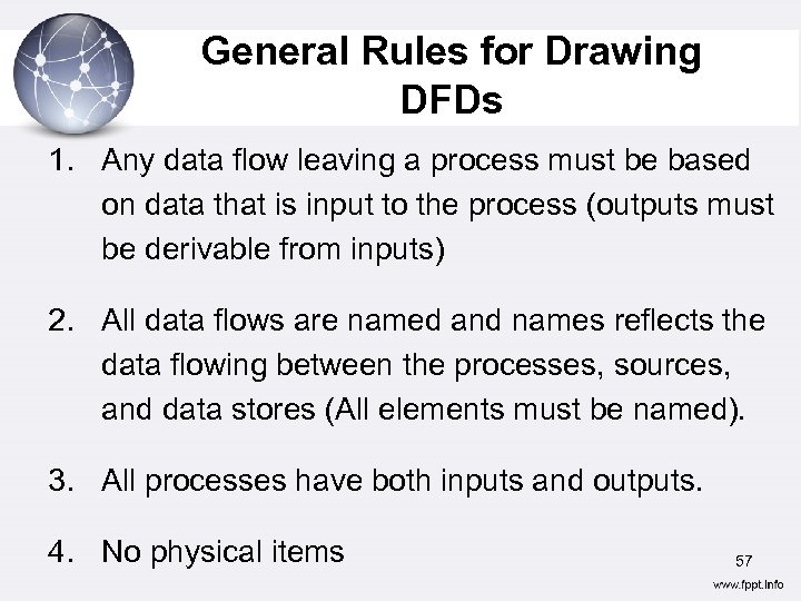 General Rules for Drawing DFDs 1. Any data flow leaving a process must be