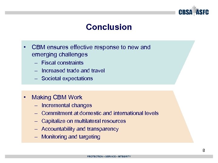 Conclusion • CBM ensures effective response to new and emerging challenges – Fiscal constraints