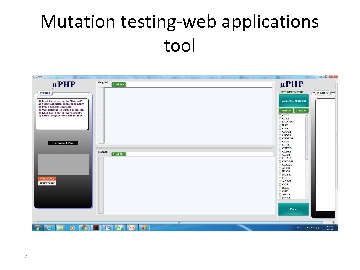 Mutation testing-web applications tool 14 