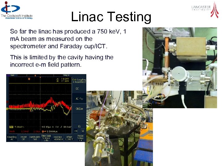 Linac Testing So far the linac has produced a 750 ke. V, 1 m.