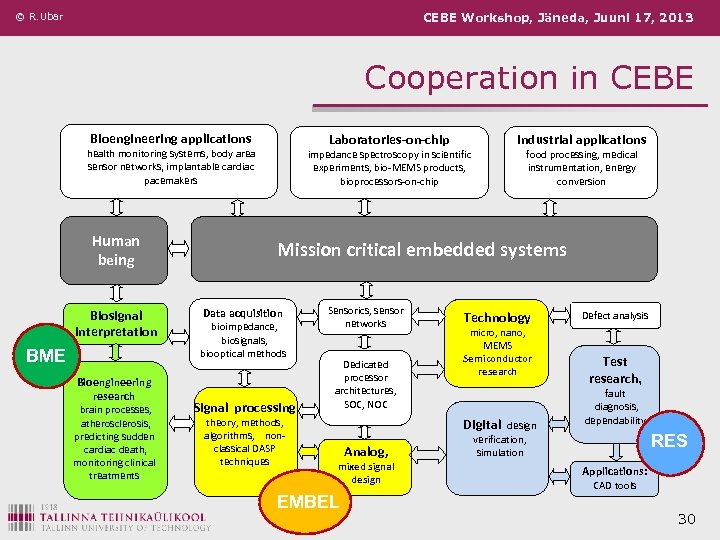 © R. Ubar CEBE Workshop, Jäneda, Juuni 17, 2013 Cooperation in CEBE Bioengineering applications
