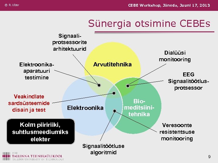 © R. Ubar CEBE Workshop, Jäneda, Juuni 17, 2013 Sünergia otsimine CEBEs Signaaliprotsessorite arhitektuurid