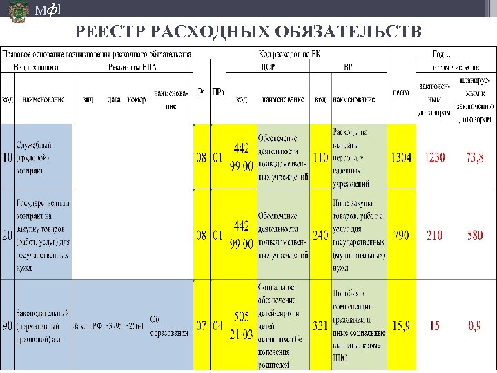 Мф] РЕЕСТР РАСХОДНЫХ ОБЯЗАТЕЛЬСТВ 