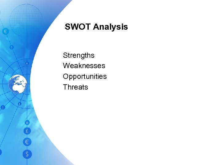 SWOT Analysis Strengths Weaknesses Opportunities Threats 