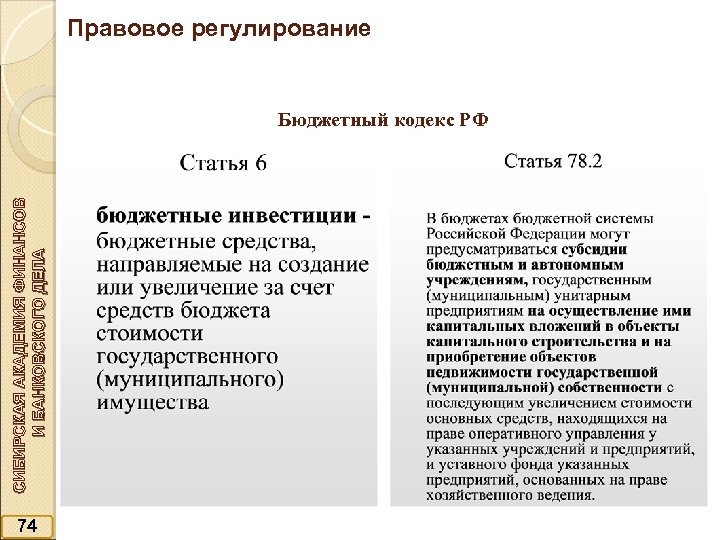 Бюджетный кодекс автономное учреждение. Правовое регулирование бюджетных инвестиций.. 16. Правовое регулирование бюджетных инвестиций. Субсидия это из бюджетного кодекса.