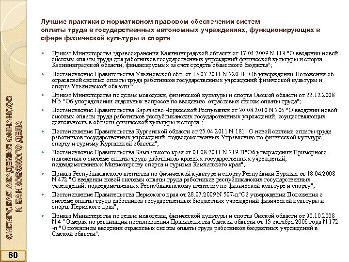 Лучшие практики в нормативном правовом обеспечении систем оплаты труда в государственных автономных учреждениях, функционирующих