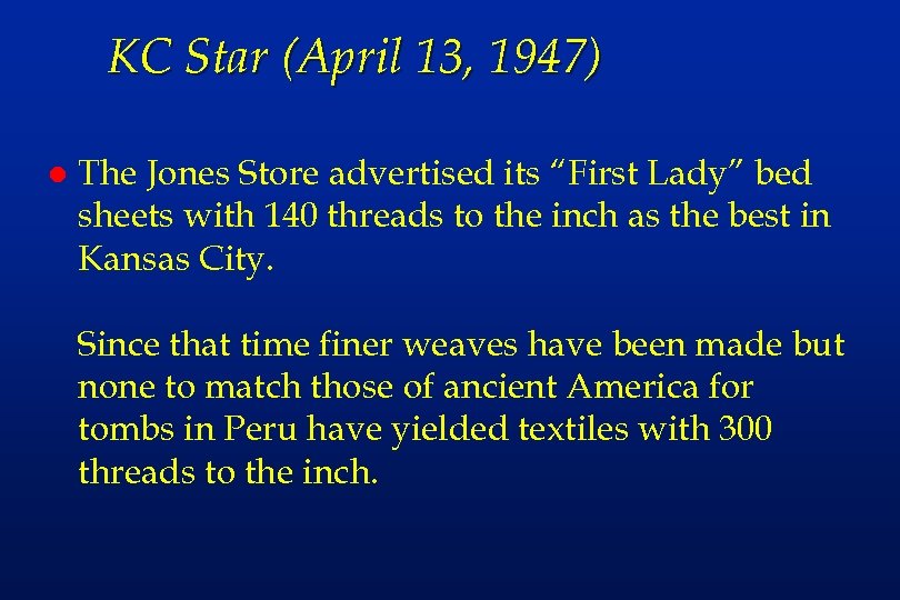 KC Star (April 13, 1947) l The Jones Store advertised its “First Lady” bed