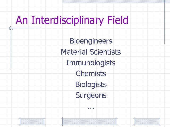 An Interdisciplinary Field Bioengineers Material Scientists Immunologists Chemists Biologists Surgeons. . . 