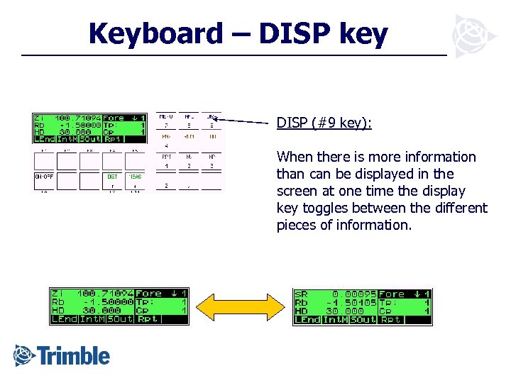 Keyboard – DISP key DISP (#9 key): When there is more information than can