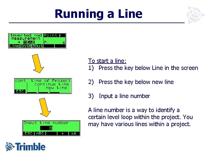 Running a Line To start a line: 1) Press the key below Line in