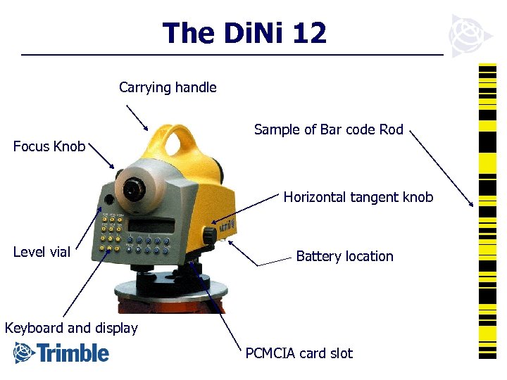 The Di. Ni 12 Carrying handle Focus Knob Sample of Bar code Rod Horizontal