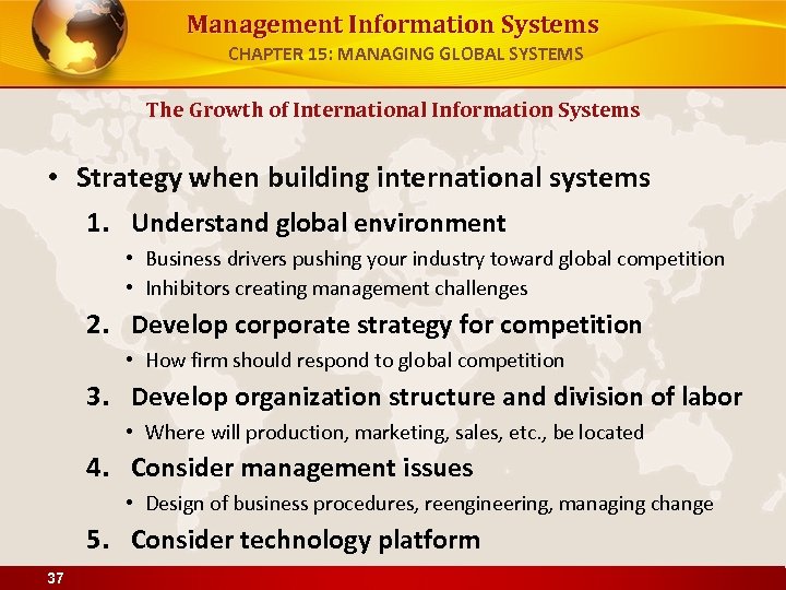 Management Information Systems CHAPTER 15: MANAGING GLOBAL SYSTEMS The Growth of International Information Systems