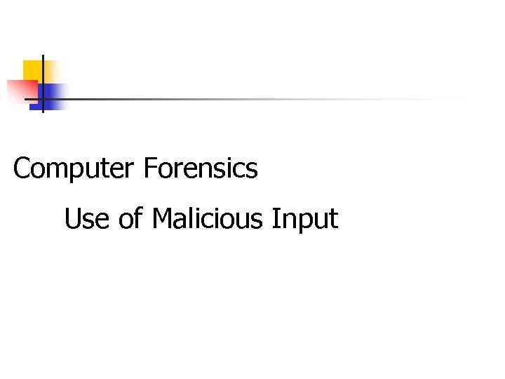 Computer Forensics Use of Malicious Input 
