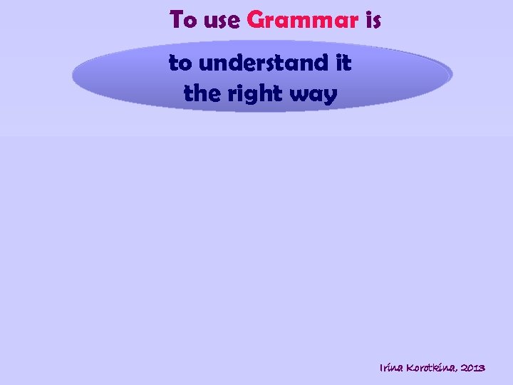 To use Grammar is to understand it the right way English Either you say