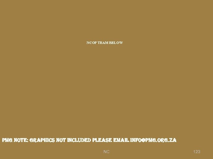 NCOP TEAM BELOW pmg note: graphics not included please email info@pmg. org. za NC