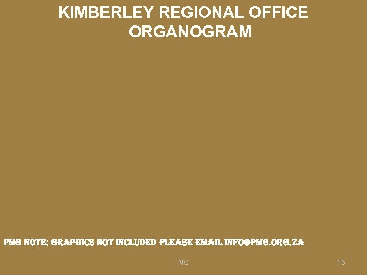 KIMBERLEY REGIONAL OFFICE ORGANOGRAM pmg note: graphics not included please email info@pmg. org. za