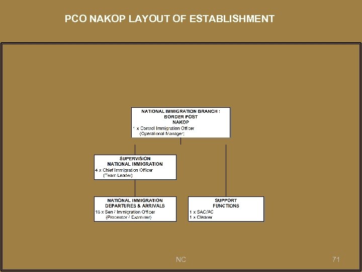 PCO NAKOP LAYOUT OF ESTABLISHMENT NC 71 