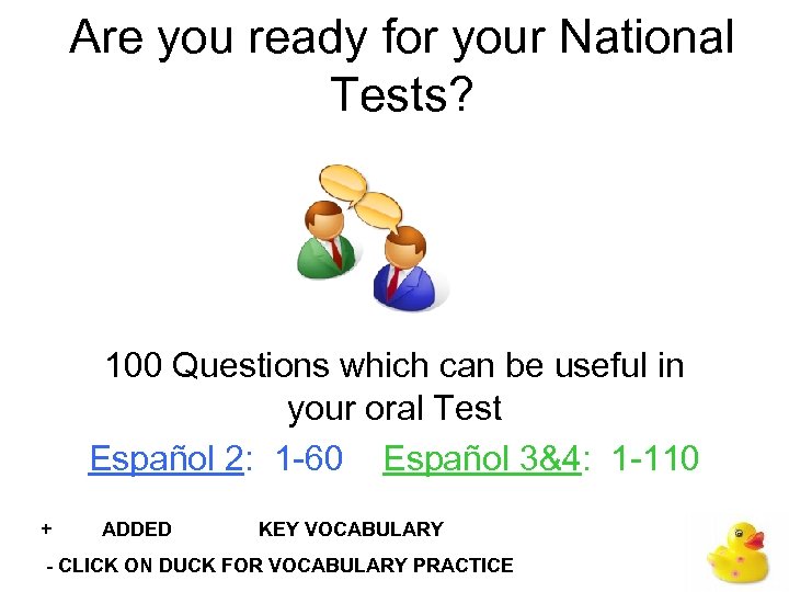 Are you ready for your National Tests? 100 Questions which can be useful in