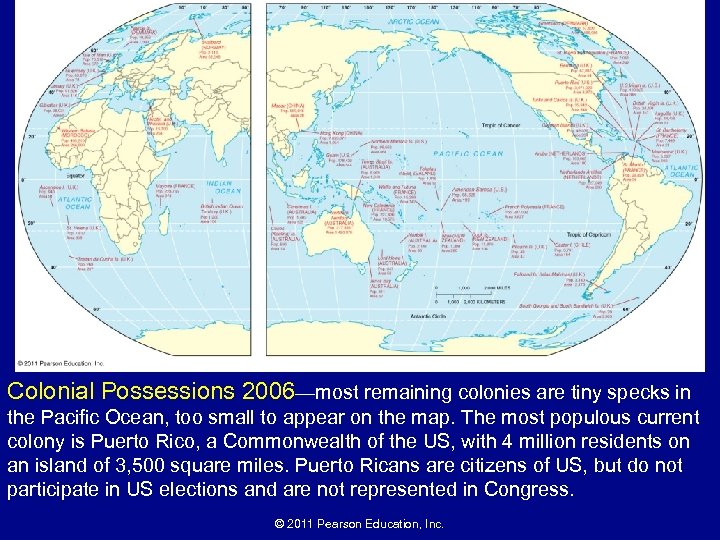 Colonial Possessions 2006—most remaining colonies are tiny specks in the Pacific Ocean, too small