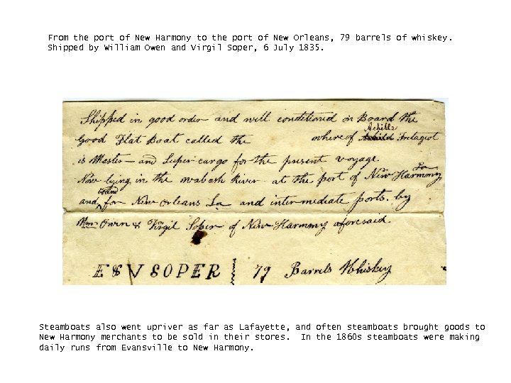 From the port of New Harmony to the port of New Orleans, 79 barrels