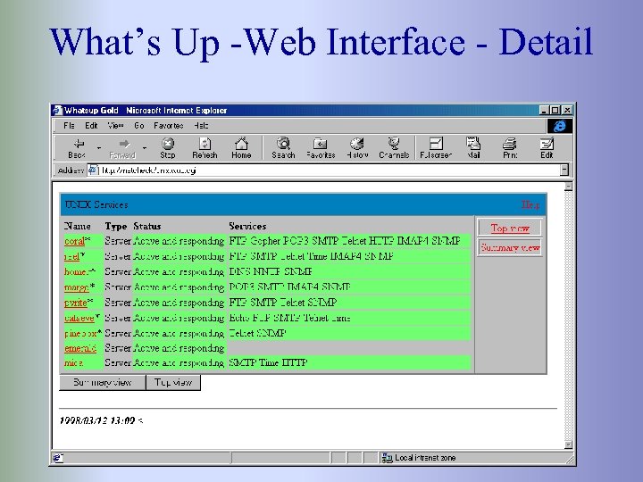 What’s Up -Web Interface - Detail 