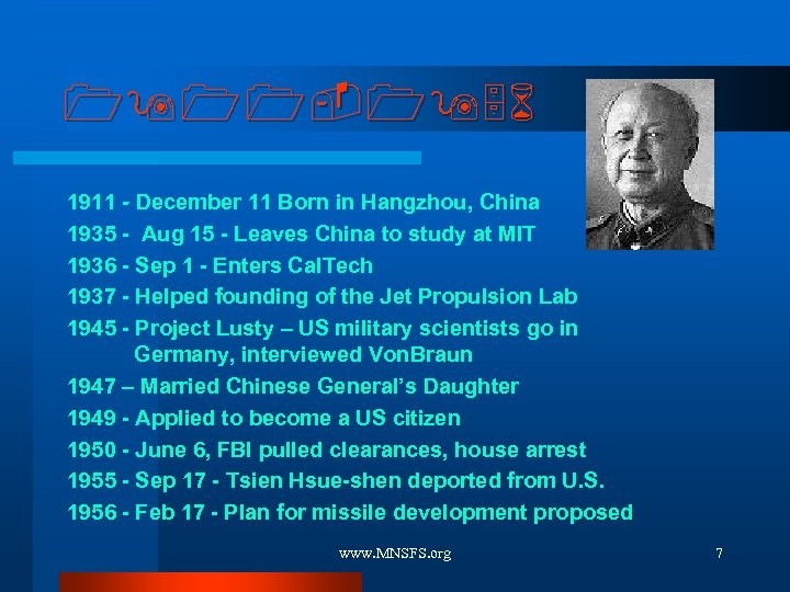 1911 -1956 1911 - December 11 Born in Hangzhou, China 1935 - Aug 15