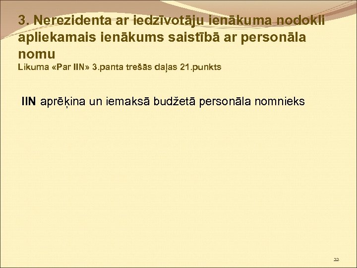 3. Nerezidenta ar iedzīvotāju ienākuma nodokli apliekamais ienākums saistībā ar personāla nomu Likuma «Par