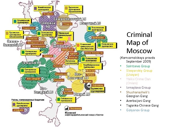 Criminal Map of Moscow (Komsomolskaya pravda September 2009) • Solntsevo Group • Slavyanskiy Group