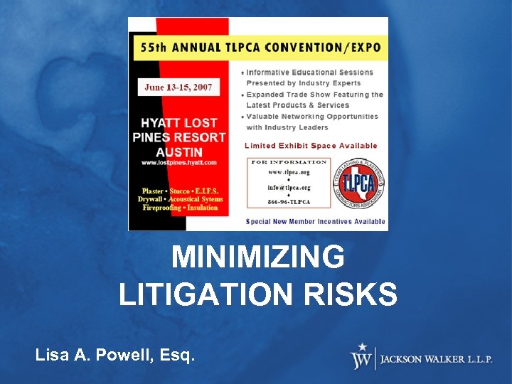 MINIMIZING LITIGATION RISKS Lisa A. Powell, Esq. 