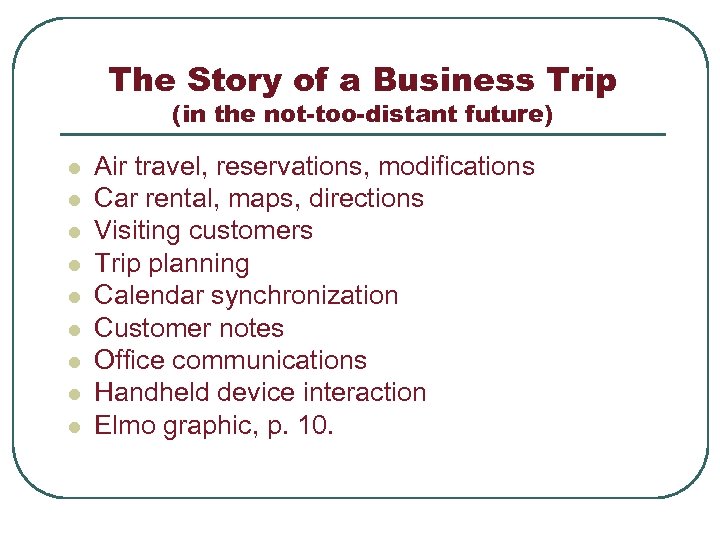 The Story of a Business Trip (in the not-too-distant future) l l l l