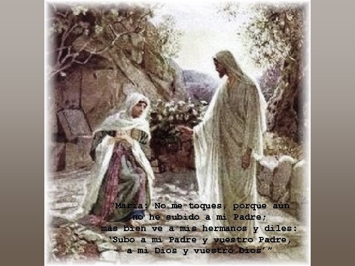 “María: No me toques, porque aún no he subido a mi Padre; más bien