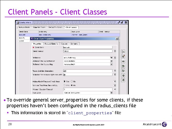 Client Panels - Client Classes · To override general server_properties for some clients, if