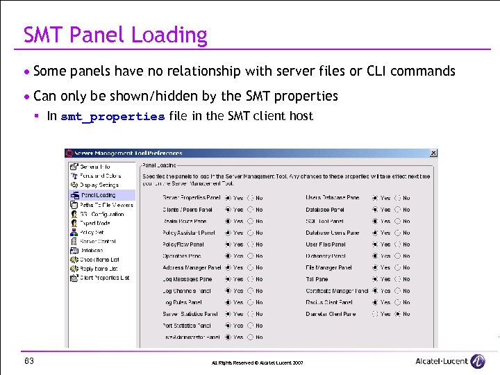 SMT Panel Loading · Some panels have no relationship with server files or CLI