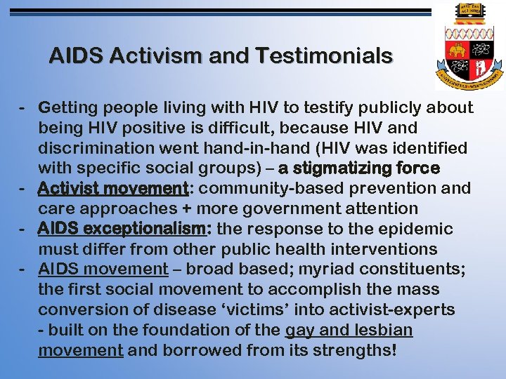 AIDS Activism and Testimonials - Getting people living with HIV to testify publicly about