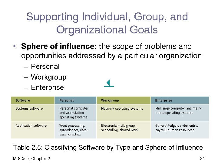 Supporting Individual, Group, and Organizational Goals • Sphere of influence: the scope of problems