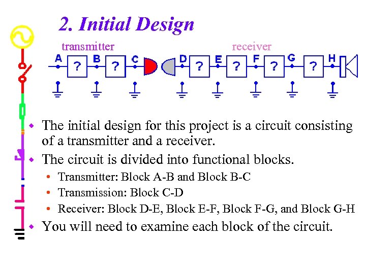 2. Initial Design transmitter receiver The initial design for this project is a circuit