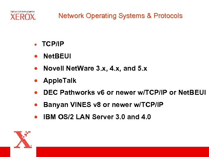 Network Operating Systems & Protocols · TCP/IP · Net. BEUI · Novell Net. Ware