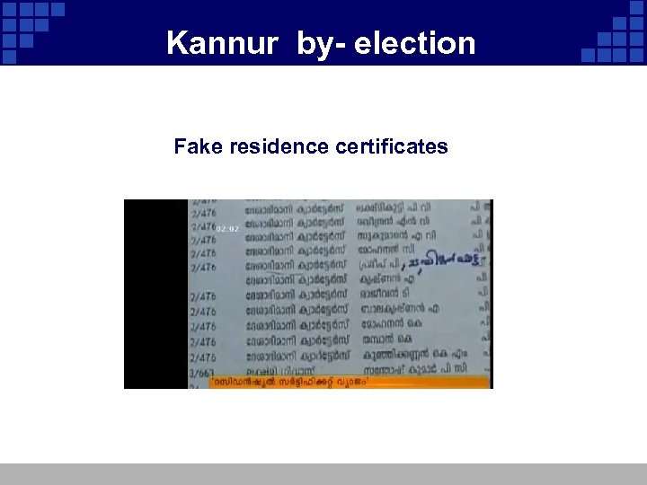 Kannur by- election Fake residence certificates 