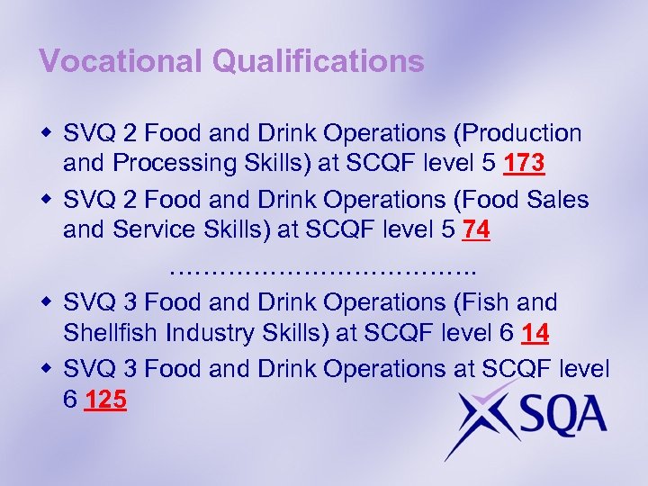 Vocational Qualifications w SVQ 2 Food and Drink Operations (Production and Processing Skills) at