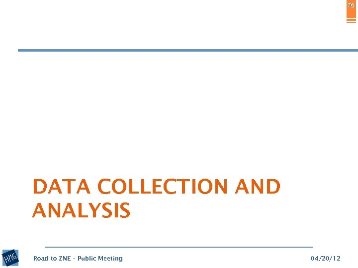 76 DATA COLLECTION AND ANALYSIS Road to ZNE – Public Meeting 04/20/12 