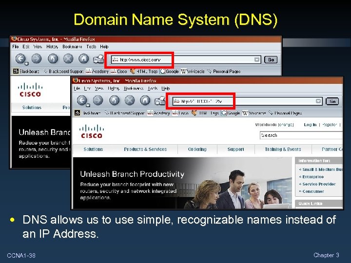 Domain Name System (DNS) • DNS allows us to use simple, recognizable names instead