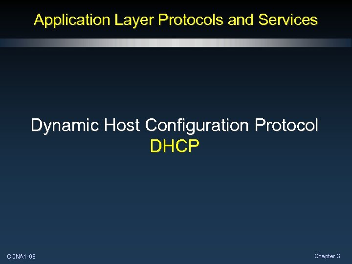 Application Layer Protocols and Services Dynamic Host Configuration Protocol DHCP CCNA 1 -68 Chapter