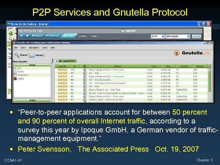 P 2 P Services and Gnutella Protocol • “Peer-to-peer applications account for between 50