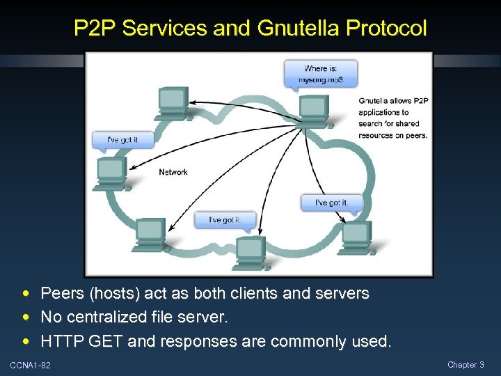 P 2 P Services and Gnutella Protocol • • • Peers (hosts) act as