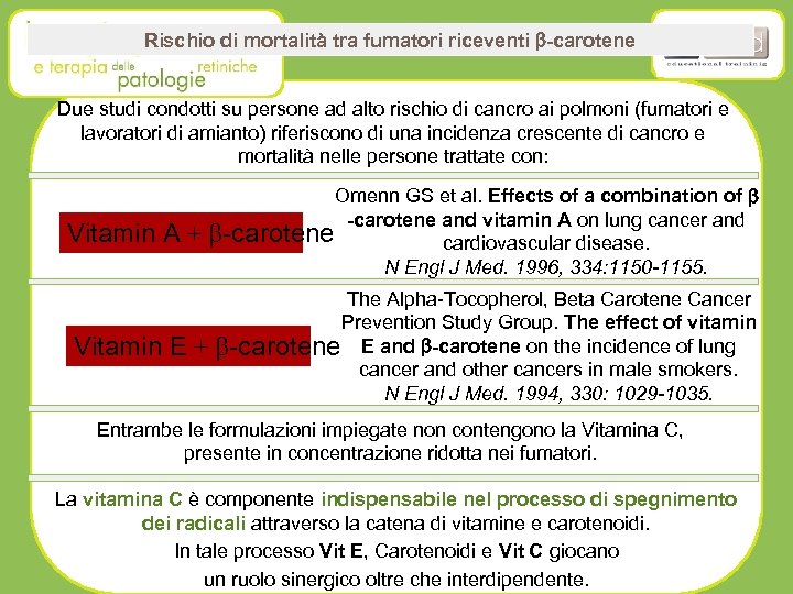 Rischio di mortalità tra fumatori riceventi b-carotene Due studi condotti su persone ad alto