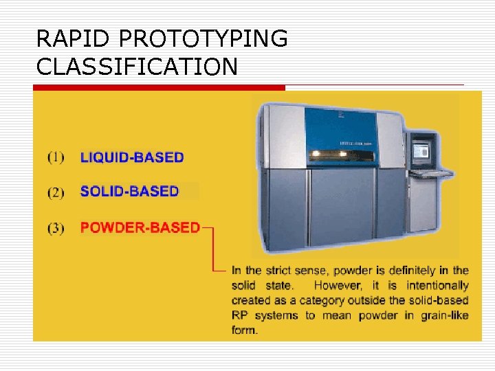 RAPID PROTOTYPING CLASSIFICATION 